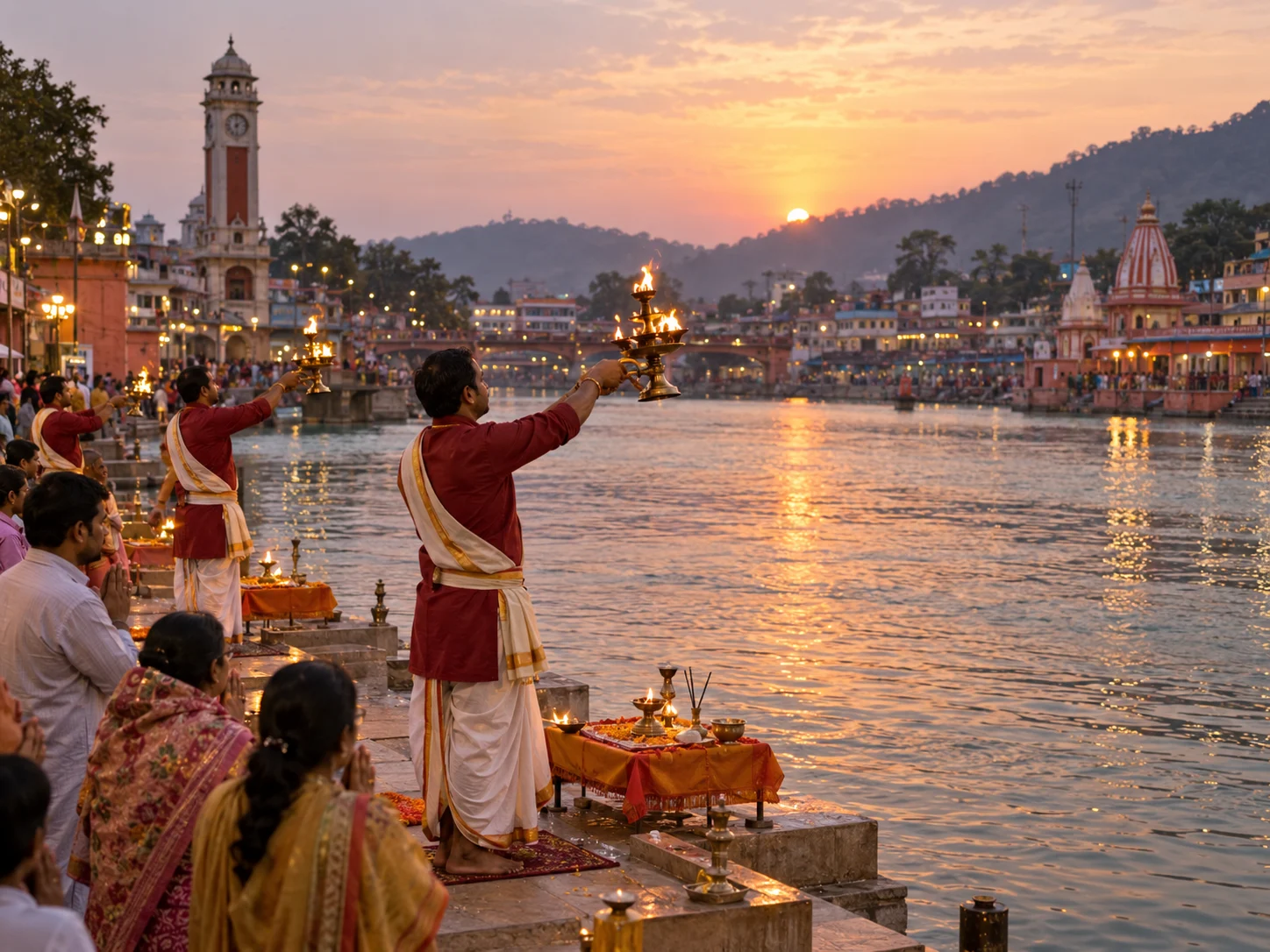 हरिद्वार की संध्या गंगा आरती का एआई से निर्मित दृश्य